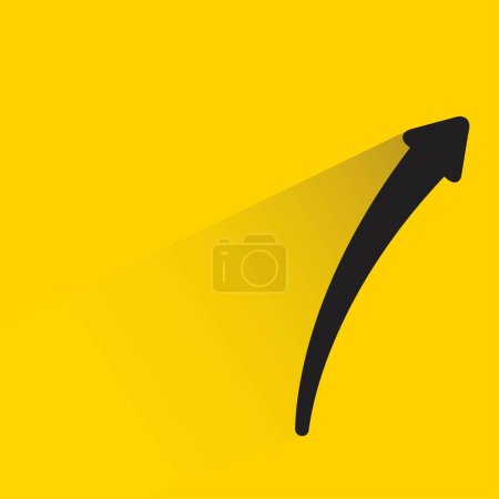 Téléchargez les illustrations : Flèche doodle avec ombre sur fond jaune - en licence libre de droit