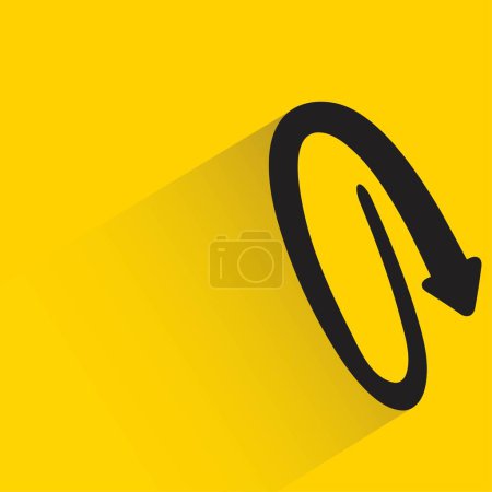 Ilustración de Flecha garabato con sombra sobre fondo amarillo - Imagen libre de derechos