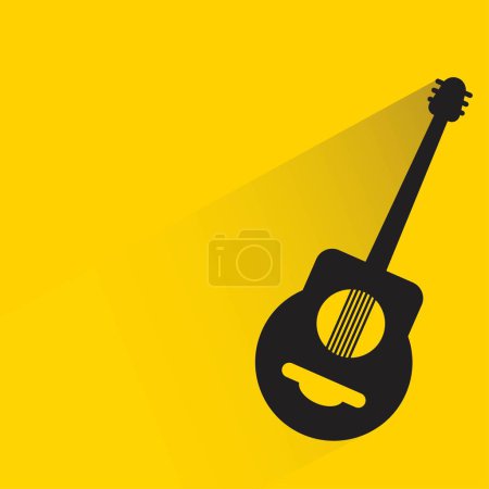 Téléchargez les illustrations : Guitare avec ombre sur fond jaune - en licence libre de droit