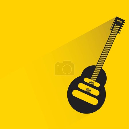 Illustration for Guitar with shadow on yellow background - Royalty Free Image