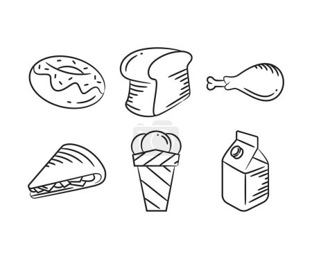 Ilustración de Boceto de comida y postre ilustración dibujada a mano - Imagen libre de derechos