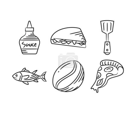 Ilustración de Boceto de comida y postre ilustración dibujada a mano - Imagen libre de derechos