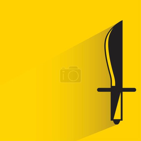 Téléchargez les illustrations : Épée de chevalier avec ombre sur fond jaune - en licence libre de droit