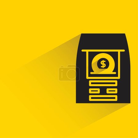 Téléchargez les illustrations : ATM avec ombre sur fond jaune - en licence libre de droit