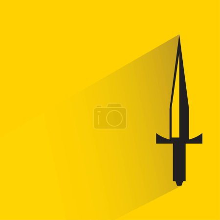 Illustration for Knight sword with shadow on yellow background - Royalty Free Image