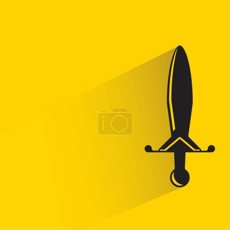 Illustration for Knight sword with shadow on yellow background - Royalty Free Image