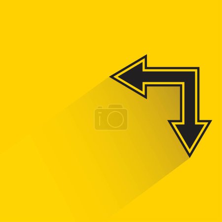Illustration for Junction arrow with shadow on yellow background - Royalty Free Image