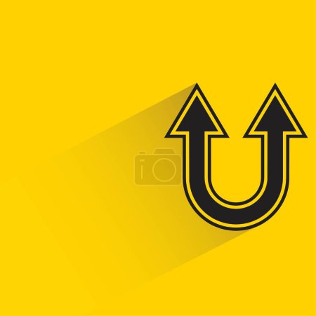 Téléchargez les illustrations : Flèche de jonction avec ombre sur fond jaune - en licence libre de droit
