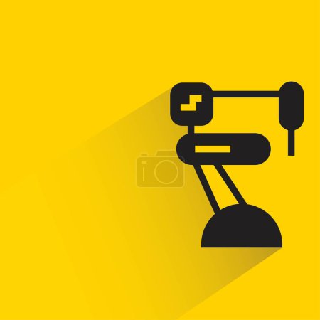 Ilustración de Brazo robótico industrial con sombra sobre fondo amarillo - Imagen libre de derechos
