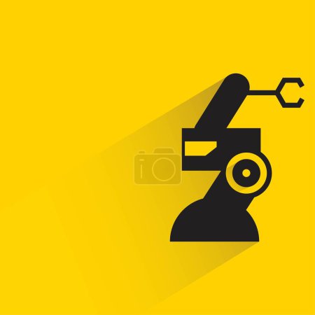 Ilustración de Brazo robótico industrial con sombra sobre fondo amarillo - Imagen libre de derechos