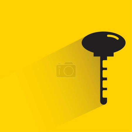 Ilustración de Key with shadow on yellow background - Imagen libre de derechos