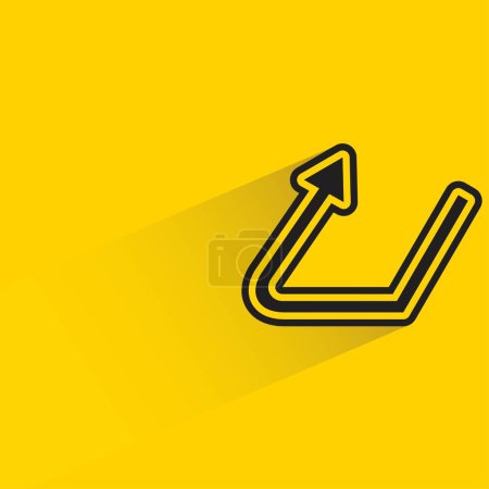 Illustration for Turn up arrow with shadow on yellow background - Royalty Free Image