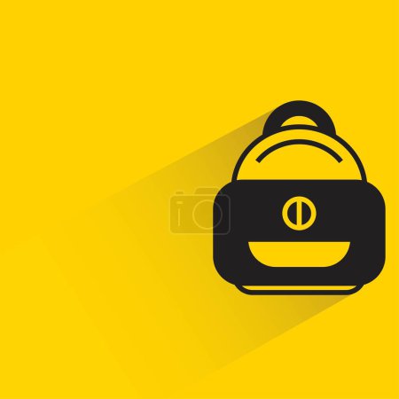 Illustration for Backpack with shadow on yellow background - Royalty Free Image