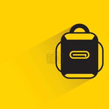 Illustration for Backpack with shadow on yellow background - Royalty Free Image
