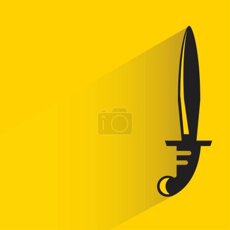 Téléchargez les illustrations : Épée avec ombre sur fond jaune - en licence libre de droit