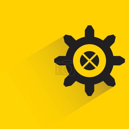 Illustration for Gear with shadow on yellow background - Royalty Free Image