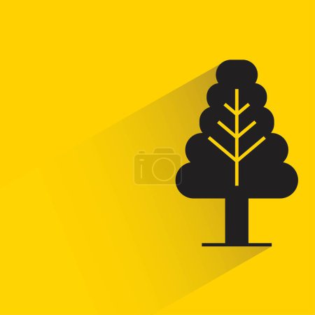 Ilustración de Árbol con sombra sobre fondo amarillo - Imagen libre de derechos