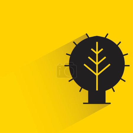Illustration for Tree with shadow on yellow background - Royalty Free Image