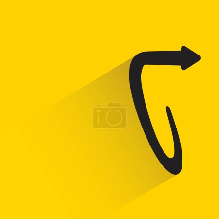 Téléchargez les illustrations : Flèche doodle avec ombre sur fond jaune - en licence libre de droit