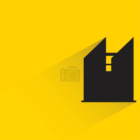 Téléchargez les illustrations : Silhouette icône du bâtiment de la ville avec ombre sur fond jaune - en licence libre de droit