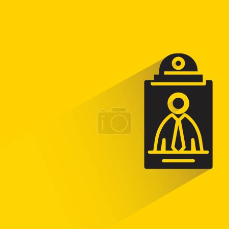 Téléchargez les illustrations : Carte de visite avec ombre sur fond jaune - en licence libre de droit
