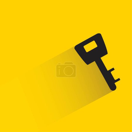 Téléchargez les illustrations : Key with shadow on yellow background - en licence libre de droit
