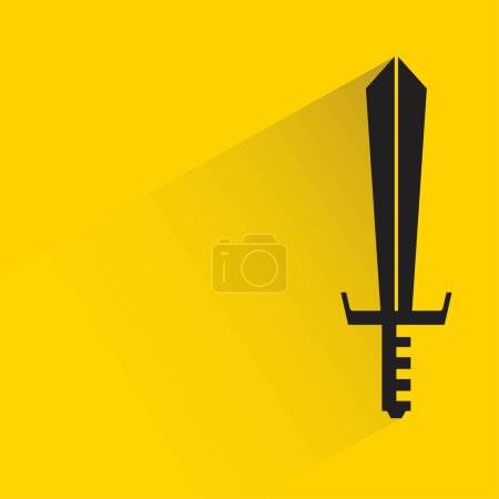Téléchargez les illustrations : Épée avec ombre sur fond jaune - en licence libre de droit