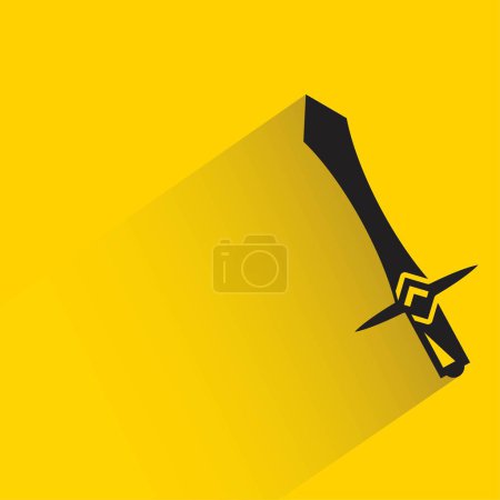 Ilustración de Espada caballero con sombra sobre fondo amarillo - Imagen libre de derechos