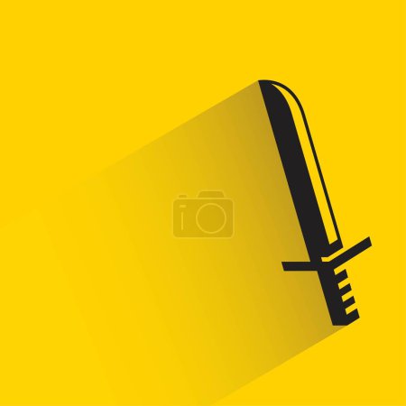 Ilustración de Espada con sombra sobre fondo amarillo - Imagen libre de derechos