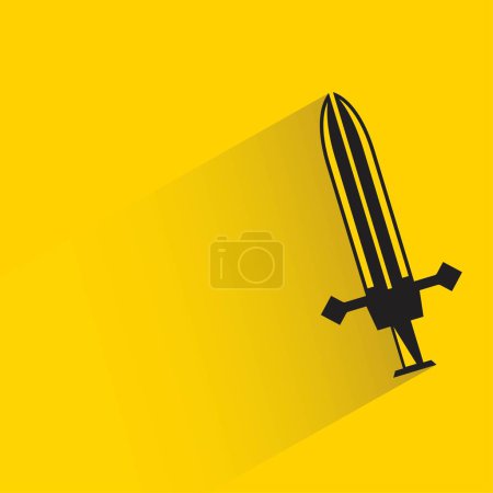 Ilustración de Espada con sombra sobre fondo amarillo - Imagen libre de derechos