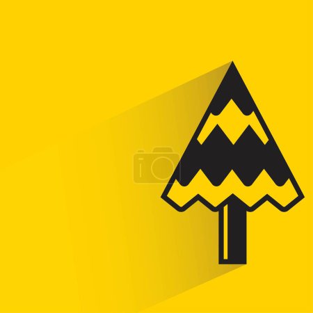 Illustration for Pine tree with shadow on yellow background - Royalty Free Image
