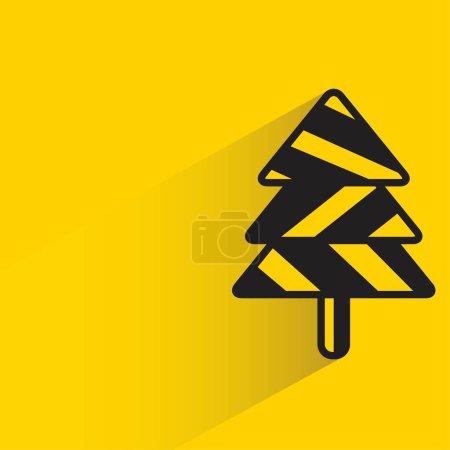 Illustration for Pine tree with shadow on yellow background - Royalty Free Image