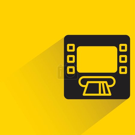Illustration for Atm with shadow on yellow background - Royalty Free Image