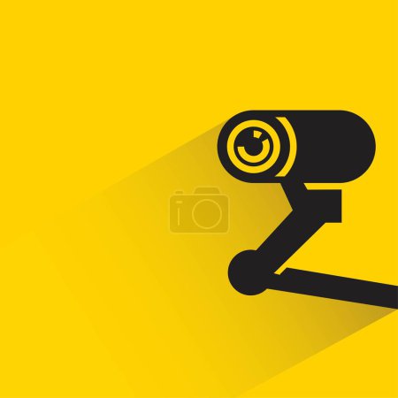 Ilustración de Security camera with shadow on yellow background - Imagen libre de derechos