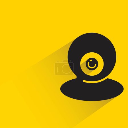 Téléchargez les illustrations : Security camera with shadow on yellow background - en licence libre de droit