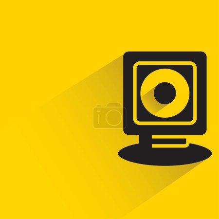 Ilustración de Security camera with shadow on yellow background - Imagen libre de derechos