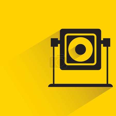 Illustration for Security camera with shadow on yellow background - Royalty Free Image
