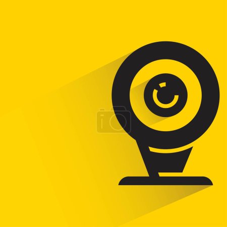 Illustration for Security camera with shadow on yellow background - Royalty Free Image