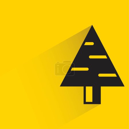 Illustration for Christmas tree with shadow on yellow background - Royalty Free Image