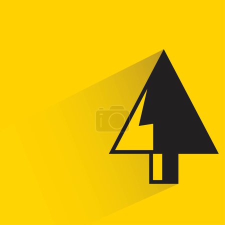 Téléchargez les illustrations : Arbre de Noël avec ombre sur fond jaune - en licence libre de droit