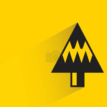 Illustration for Christmas tree with shadow on yellow background - Royalty Free Image
