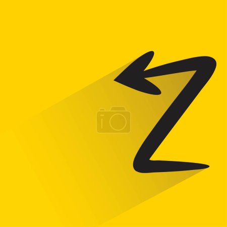 Ilustración de Flecha garabato con sombra sobre fondo amarillo - Imagen libre de derechos