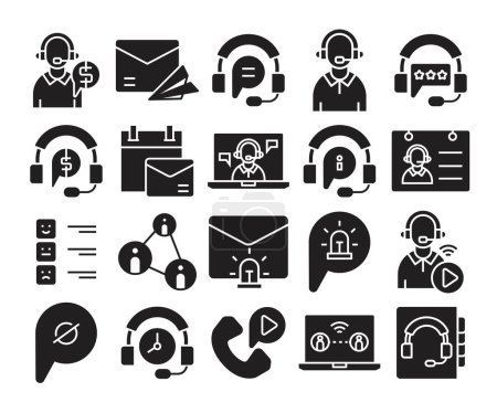 Téléchargez les illustrations : Icônes de contact et de communication ensemble - en licence libre de droit