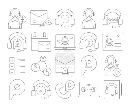 Ilustración de Conjunto de iconos de contacto y comunicación - Imagen libre de derechos