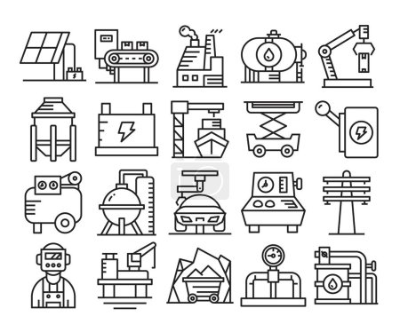 Ilustración de Conjunto de iconos de energía e industria - Imagen libre de derechos