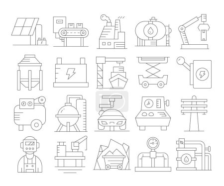 Ilustración de Conjunto de iconos de energía e industria - Imagen libre de derechos