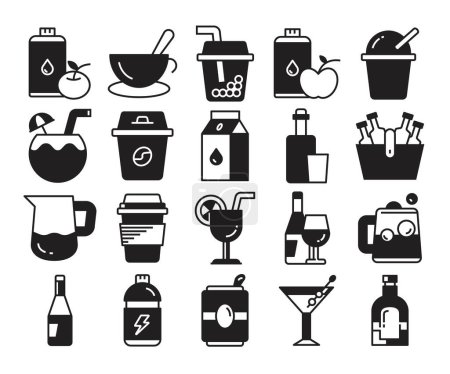 Illustration for Drinks and beverage icons set - Royalty Free Image