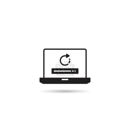 Illustration for Laptop data backup icon on white background vector illustration - Royalty Free Image