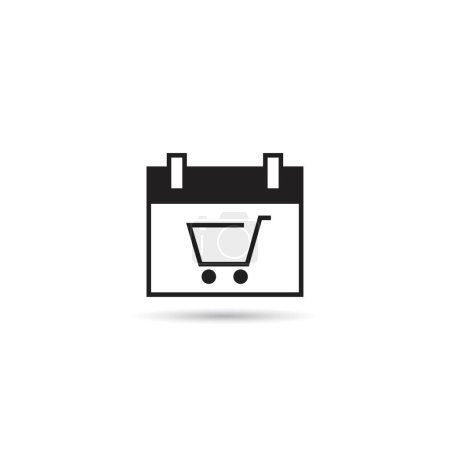 Illustration for Shopping cart calendar icon on white background - Royalty Free Image