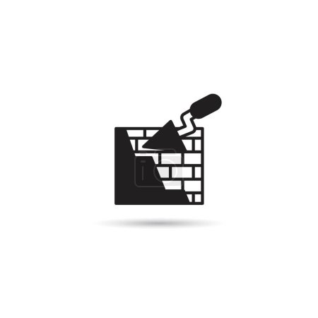 brick and trowel icon on white background